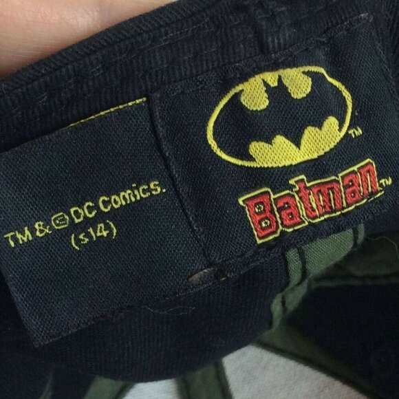 Batman Logo Camo Youth Hat Cap Fitted Size M/L Black Green - Picture 6 of 7